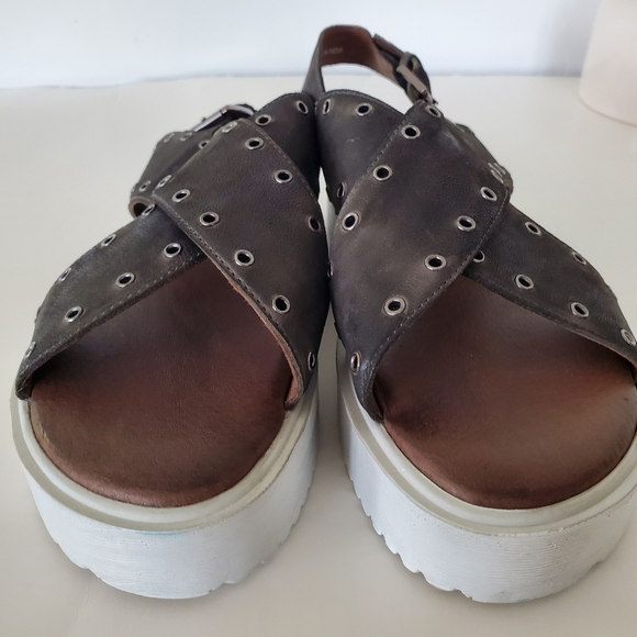 ROAN by BED STU Sz 10 HALI Criss Cross Leather Upper Platform Sandals Buckle - Picture 4 of 14